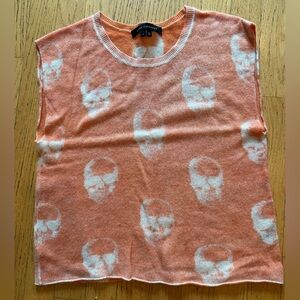 Skull Cashmere Orange Sweater with White Skull